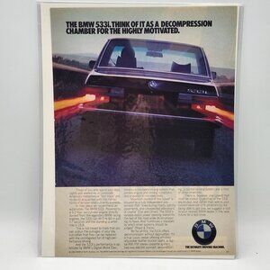 1983 BMW North America 533i Magazine Print Ad Vintage